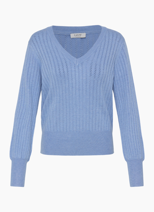 VNECK POINTELLE STICKAD TRÖJA MED V-RINGNING
