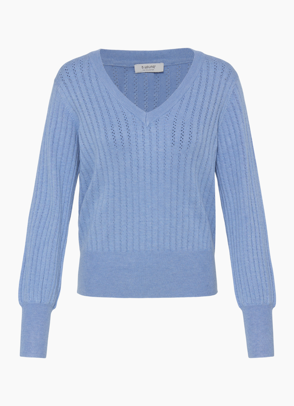VNECK POINTELLE STICKAD TRÖJA MED V-RINGNING