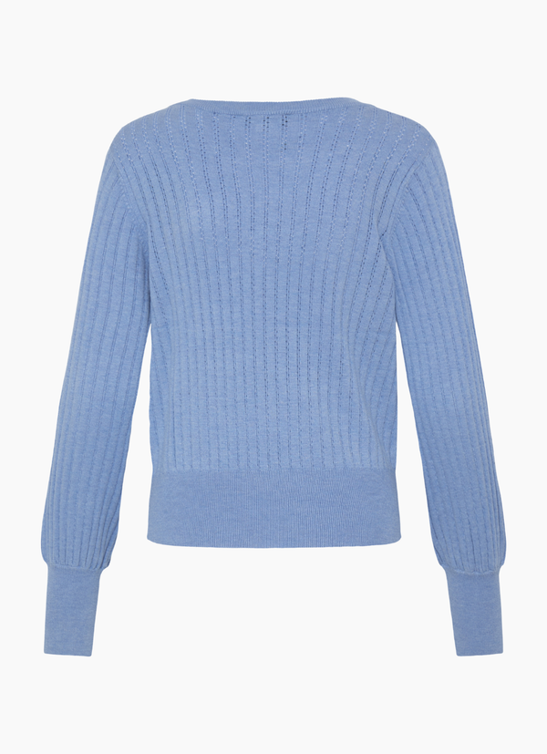 VNECK POINTELLE STICKAD TRÖJA MED V-RINGNING