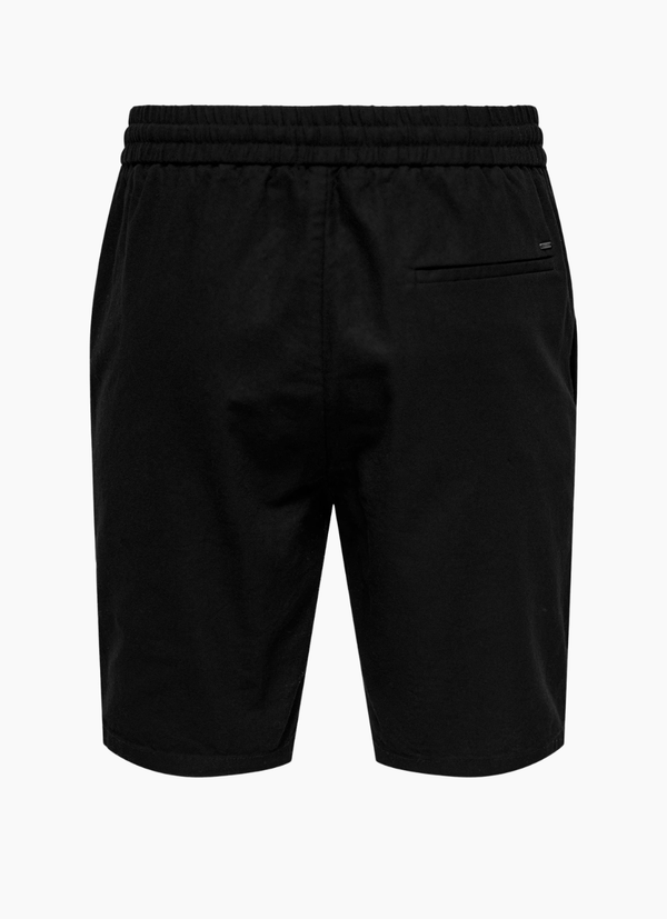 LINNEBLANDADE SHORTS MED AVSLAPPNAD PASSFORM