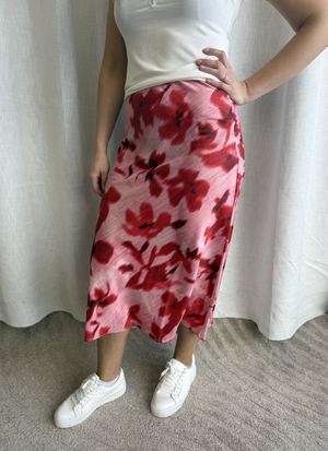 MIDI KJOL I SATINKVALITET MED RESÅR