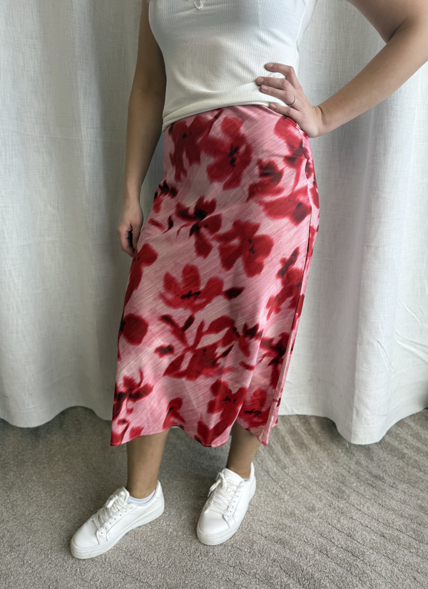 MIDI KJOL I SATINKVALITET MED RESÅR