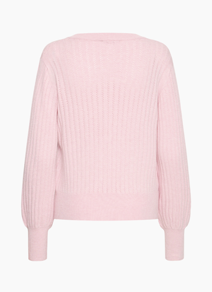 VNECK POINTELLE STICKAD TRÖJA MED V-RINGNING