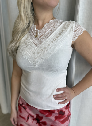BLUS MED V-RINGNING OCH SPETSDETALJ