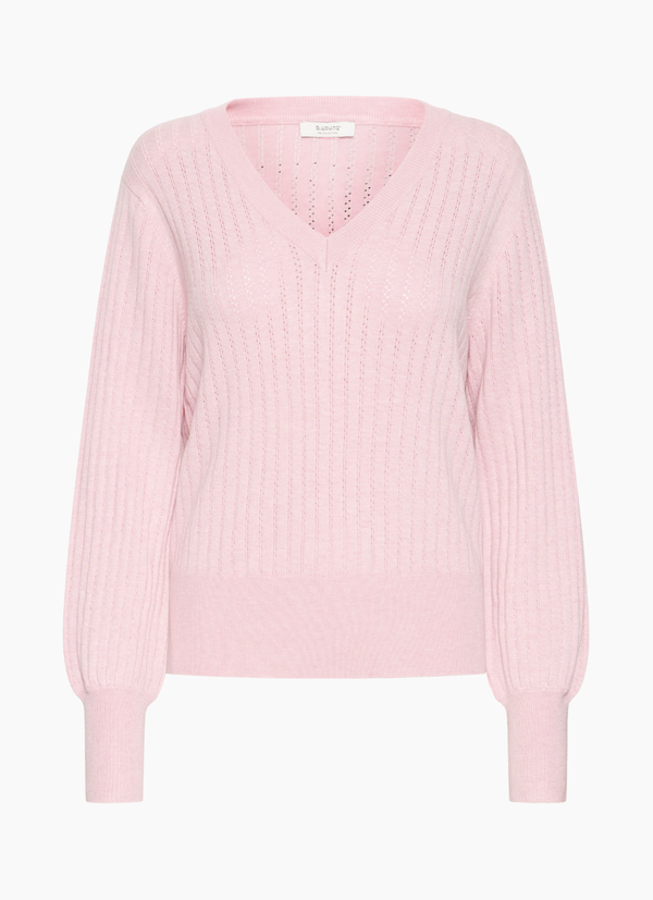 VNECK POINTELLE STICKAD TRÖJA MED V-RINGNING
