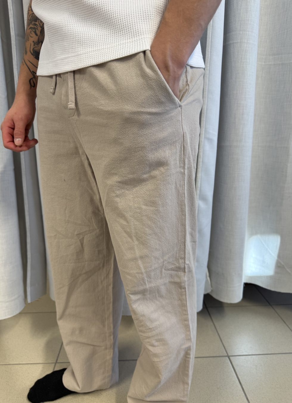 Loose Fit Byxor med Resårmidja