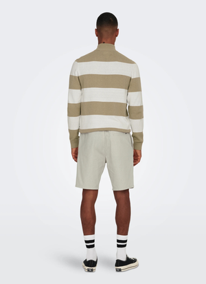 LINNEBLANDADE SHORTS MED AVSLAPPNAD PASSFORM