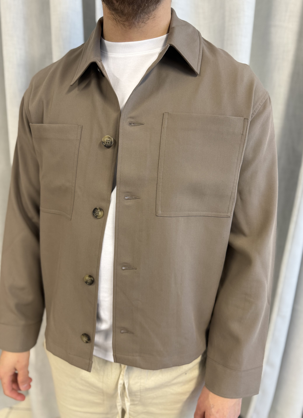 Loose Fit Overshirt med Bröstfickor
