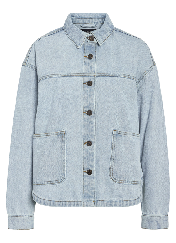 DENIMJACKA I BOMULL MED KLASSISK KRAGE