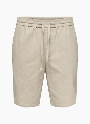 LINNEBLANDADE SHORTS MED AVSLAPPNAD PASSFORM