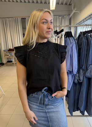 KORTÄRMAD SVART BLUS