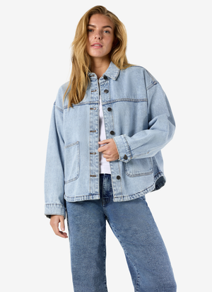 DENIMJACKA I BOMULL MED KLASSISK KRAGE