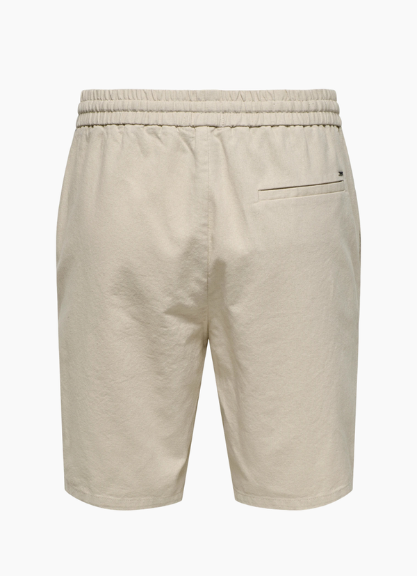 LINNEBLANDADE SHORTS MED AVSLAPPNAD PASSFORM