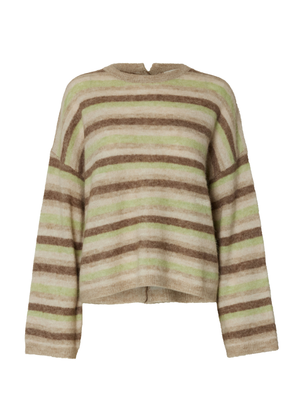 Mjuk stickad tröja med knäppning bak och lång ärm