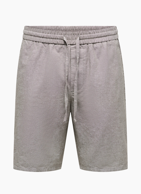 LINNEBLANDADE SHORTS MED AVSLAPPNAD PASSFORM