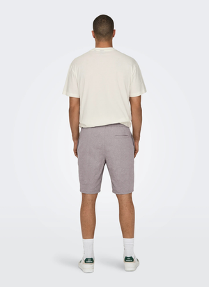 LINNEBLANDADE SHORTS MED AVSLAPPNAD PASSFORM