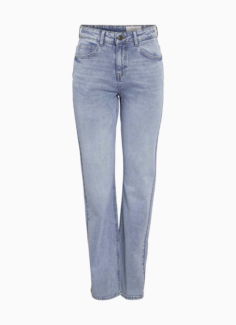Straight Jeans med Hög Midja – Light Blue Denim