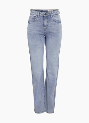 Straight Jeans med Hög Midja – Light Blue Denim