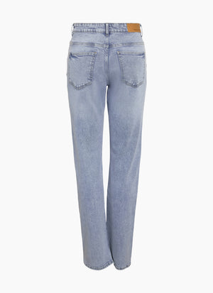 Straight Jeans med Hög Midja – Light Blue Denim
