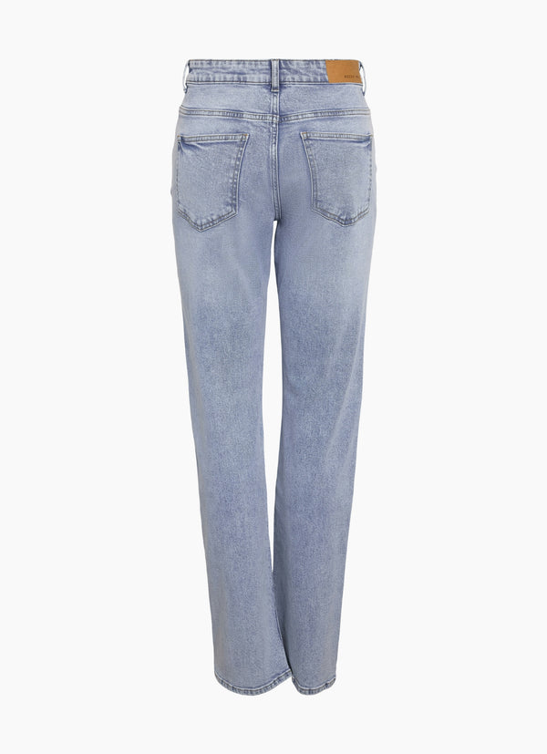 Straight Jeans med Hög Midja – Light Blue Denim