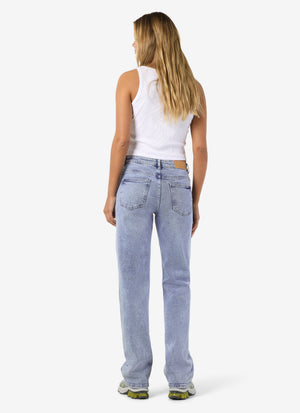 Straight Jeans med Hög Midja – Light Blue Denim