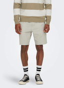 LINNEBLANDADE SHORTS MED AVSLAPPNAD PASSFORM