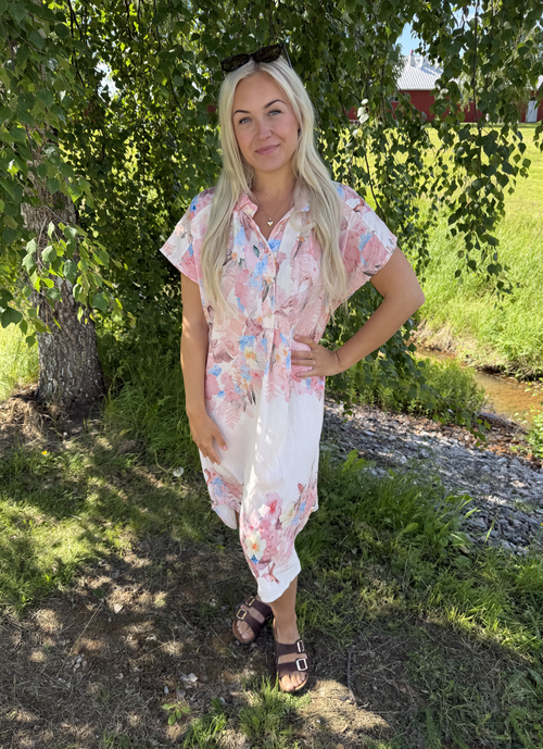 MÖNSTRAD SKJORTKLÄNNING MED BLOMPRINT