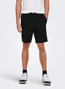 LINNEBLANDADE SHORTS MED AVSLAPPNAD PASSFORM